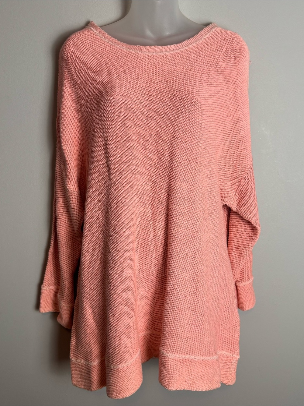 Fresh Produce Waffle Knit Slouchy Peach Pullover Sweater Size M/L